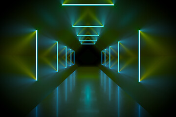 Image showing neon lights tunnel background