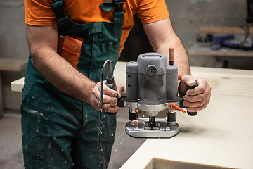 Image showing Stone sink furniture production