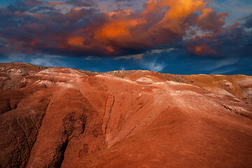 Image showing Mars landscape with sunset