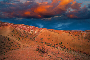 Image showing Mars landscape with sunset