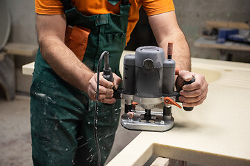 Image showing Stone sink furniture production