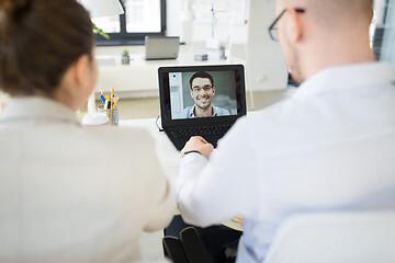 Image showing business team having video conference at office