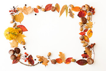 Image showing autumn leaves, chestnuts, acorns and berries frame