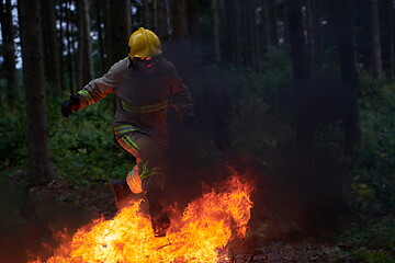 Image showing firefighter in action