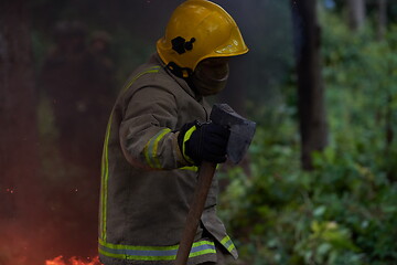 Image showing firefighter in action