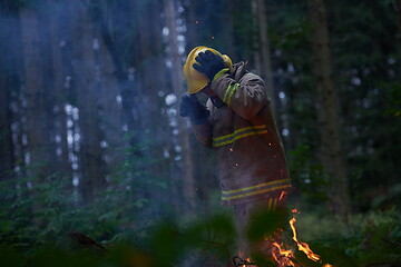 Image showing firefighter in action