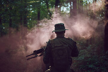 Image showing Modern warfare Soldiers  Squad  in battle