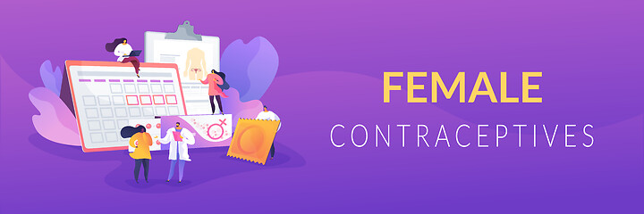 Image showing Female contraceptives concept banner header