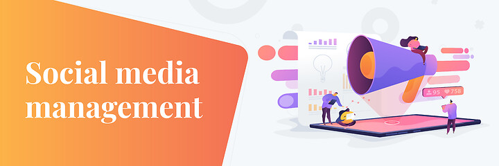 Image showing Social media management web banner concept.