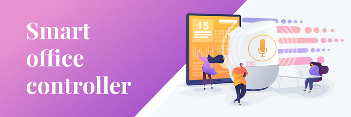 Image showing Smart speaker office controller web banner concept.