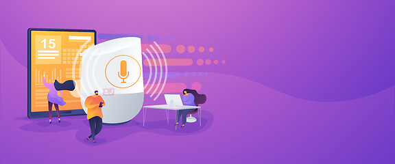 Image showing Smart speaker office controller web banner concept.