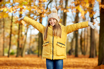 Image showing happy girl at autumn park