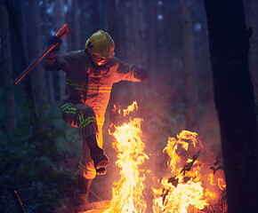 Image showing firefighter in action