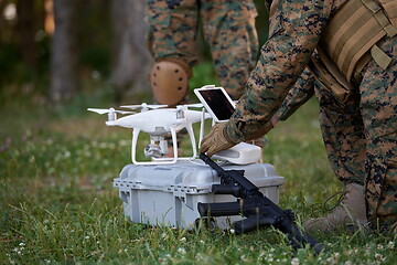 Image showing Soldiers Squad are Using Drone for Scouting