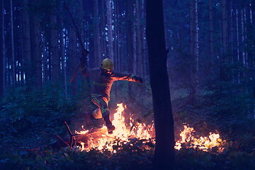 Image showing firefighter in action