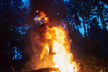 Image showing firefighter in action