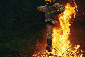 Image showing firefighter in action