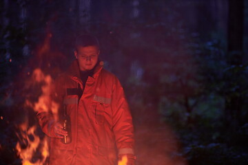 Image showing firefighter in action