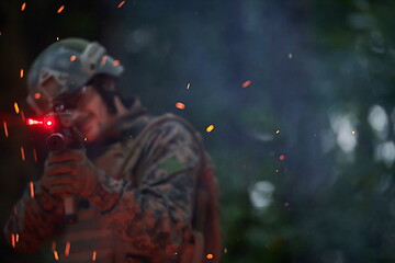 Image showing Soldier in Action at Night