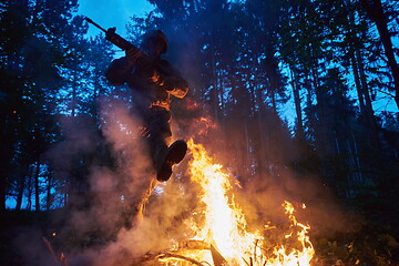 Image showing Soldier in Action at Night