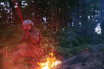 Image showing Soldier in Action at Night