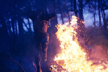 Image showing Soldier in Action at Night