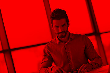 Image showing happy young business man at office