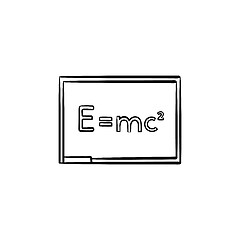 Image showing E equal mc 2 hand drawn sketch icon.