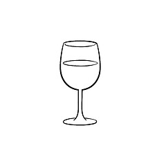 Image showing Wine glass hand drawn sketch icon.