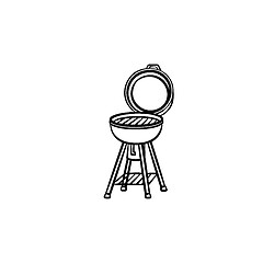 Image showing BBQ grill hand drawn sketch icon.