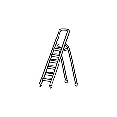 Image showing Stepladder hand drawn sketch icon.