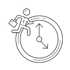 Image showing Man running on clock background vector line icon.