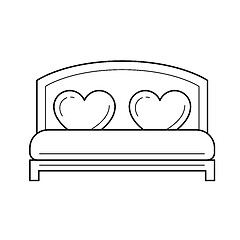 Image showing Wedding bed vector line icon.