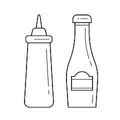 Image showing Ketchup and mustard vector line icon.