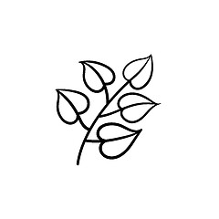 Image showing Linden leaves on branch hand drawn sketch icon.