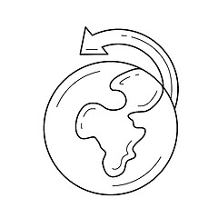 Image showing World globe and arrow vector line icon.