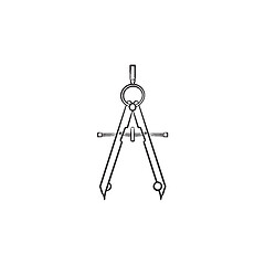 Image showing Technical compass hand drawn sketch icon.