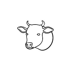 Image showing Cow head hand drawn sketch icon.