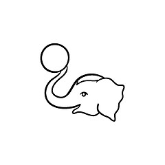 Image showing Circus elephant hand drawn sketch icon.