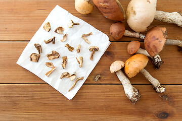 Image showing dried mushrooms on baking paper