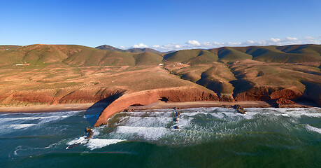 Image showing Legzira beach with arched rocks