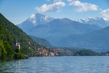 Image showing Como lake between mountains in Italy