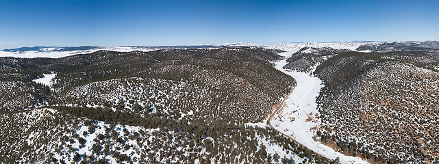 Image showing Atlas mountains snow forest in Morocco