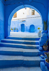 Image showing Arches and doors in blue city Chefchaouen