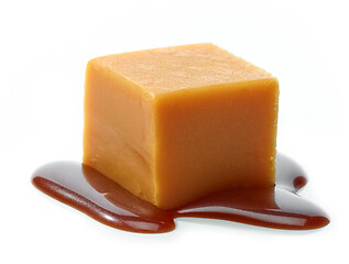 Image showing caramel candy with chocolate sauce