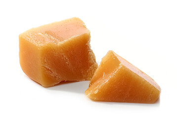 Image showing caramel pieces on white background