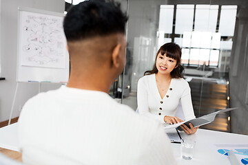 Image showing employer having interview with employee at office