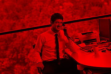 Image showing happy young business man at office