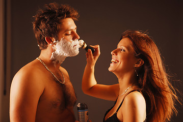 Image showing Pair during a shaving