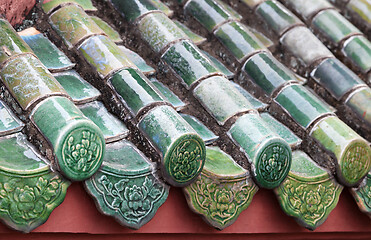 Image showing Close up of roof of Buddhist temple